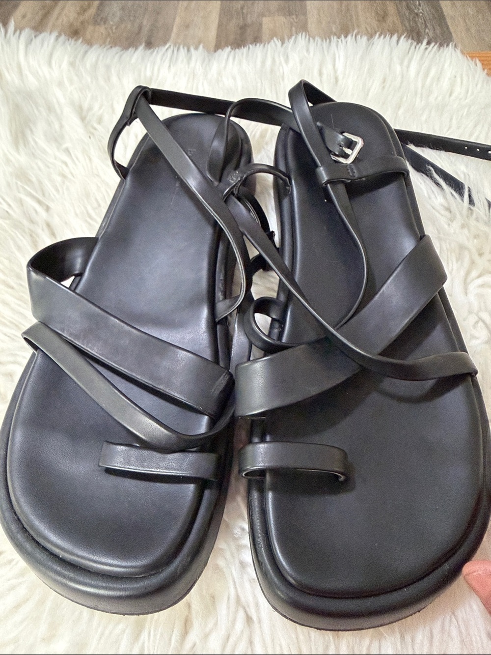 Bershka Black Minimalist Strappy Lace-Up Sandals Size 40 - Picture 8 of 8